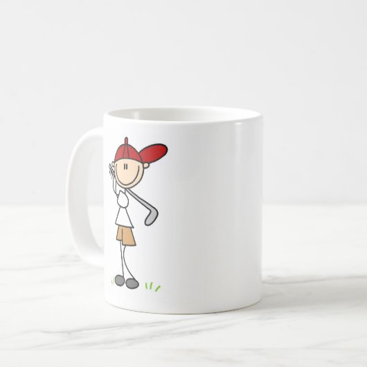 彼のゴルフクラブマグを振っている男の子 コーヒーマグカップ (正面左)