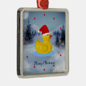 彼のサンタハットにゴムダッキー（アヒルちゃん） メタルオーナメント (右)