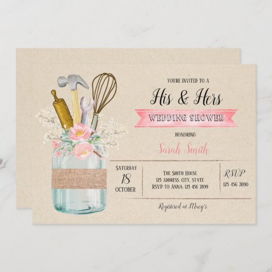 彼のシャワーカード 招待状 (正面/裏面)