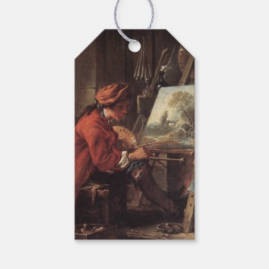 彼のスタジオの画家(Fransois Boucher著) ギフトタグ (正面)