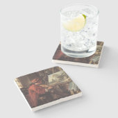 彼のスタジオの画家(Fransois Boucher著) ストーンコースター (横)