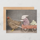 彼のチキンカートハガキとバニー ポストカード (正面/裏面)