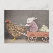 彼のチキンカートハガキとバニー ポストカード (正面)