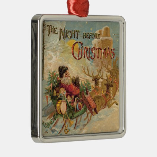 彼のトナカイのそりのオーナメントのヴィンテージサンタ メタルオーナメント (右)