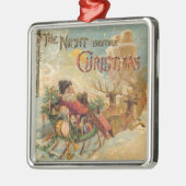 彼のトナカイのそりのオーナメントのヴィンテージサンタ メタルオーナメント (左)