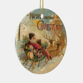 彼のトナカイのそりのヴィンテージサンタ セラミックオーナメント (右)