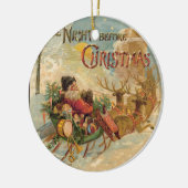 彼のトナカイのそりのヴィンテージサンタ セラミックオーナメント (左)