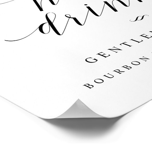 彼のドリンクの新郎のカクテルウェディングレセプションサイン ポスター (角)