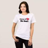 彼のハートの女王 恋人感謝の日 冗談 トライブレンドTシャツ (正面全面)