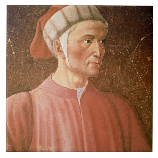 彼のバストのダンテ・アリギエーリの(1265-1321年の)詳細、fr タイル (正面)