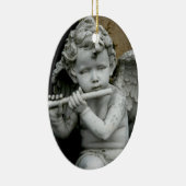 彼のフルートを演奏している楕円形のオーナメントの天使 セラミックオーナメント (右)