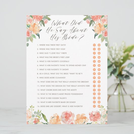 彼のブライドシャワーゲームについて何と言った？ 招待状 (スタンド正面)