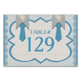 彼のブルーオックスフォードのピンストリップ テーブルナンバー