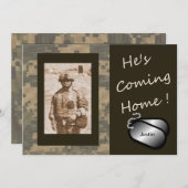 彼のホーム来ウェルカムホーム軍隊パーティー 招待状 (正面/裏面)