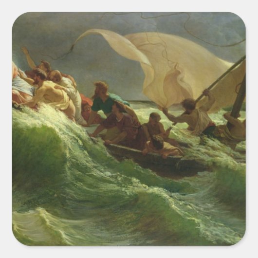 彼のボートで眠っているキリスト スクエアシール (正面)