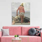 彼のボートの漁師（Vincenzo Caprile著） キャンバスプリント (インサイチュ (リビング))