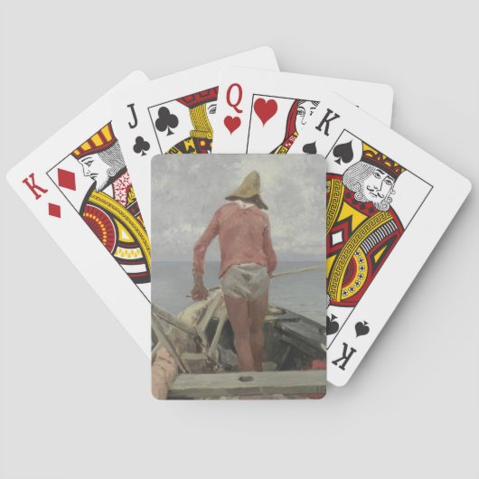 彼のボートの漁師（Vincenzo Caprile著） トランプ (裏面)