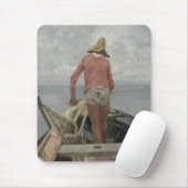 彼のボートの漁師（Vincenzo Caprile著） マウスパッド (マウス)