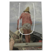 彼のボートの漁師（Vincenzo Caprile著） ミディアムペーパーバッグ (裏面)