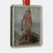 彼のボートの漁師(Vincenzo Caprile著) メタルオーナメント (右)