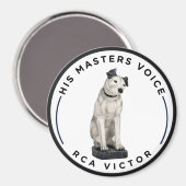 彼のマスターの声ブラック&ホワイトヴィンテージ マグネット (正面/裏面)