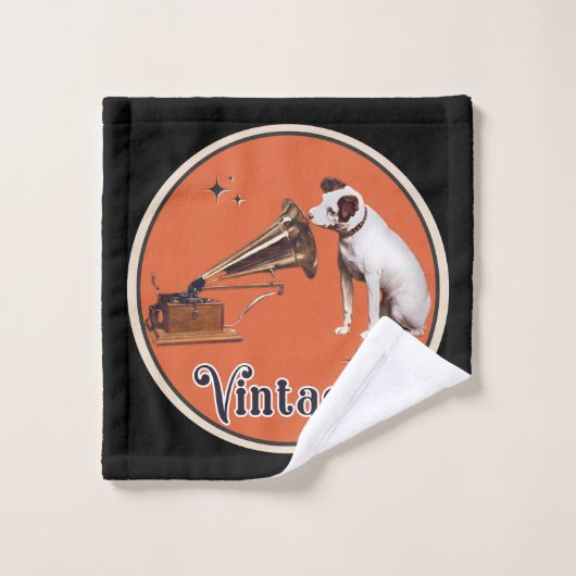 彼のマスターの声ヴィンテージオレンジ ウォッシュタオル (ウォッシュタオル)