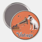 彼のマスターの声ヴィンテージオレンジ マグネット (正面/裏面)