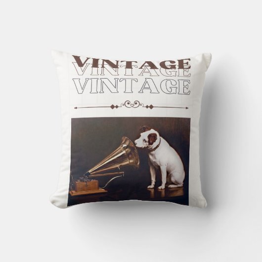彼のマスターの声ヴィンテージスタック クッション (正面)