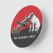 彼のマスターの声ヴィンテージレッド&ブラック ラウンド壁時計 (傾斜)