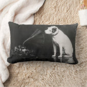 彼のマスターの声ヴィンテージ白黒 ランバークッション (ブランケット)