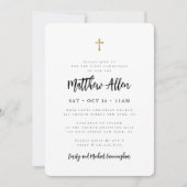 彼のミニマリストモダンクロスの最初の聖餐式 招待状 (正面)