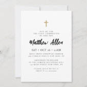 彼のモダン最初の交友のためのミニマルな十字架 招待状 (正面)