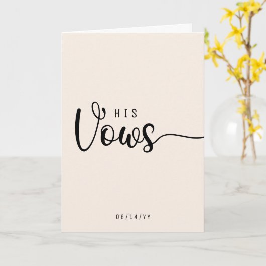 彼のモダン誓いの結婚カードをミニマル化 カード (黄色い花)