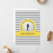 彼のモノグラムのゴルファーのためのゴルストライプフ ノートカード (正面/裏面インサイチュ)