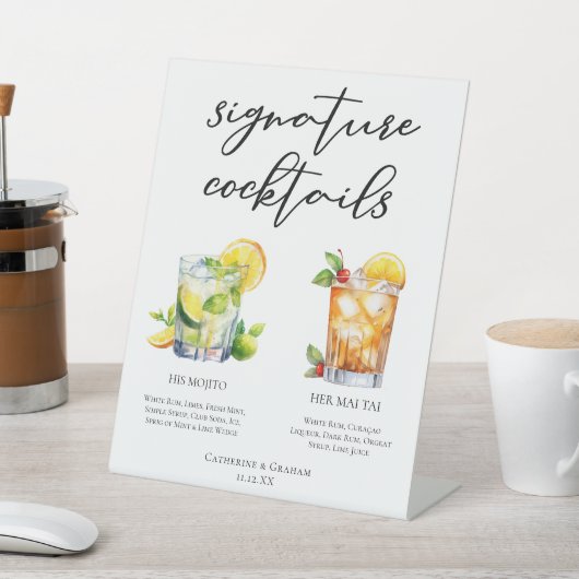 彼のラム酒のシグネチャーカクテルのメ結婚ニュー 台座サイン (インサイチュ)