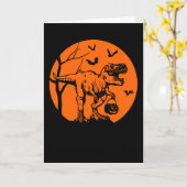 彼のレックスのハロウィーンの恐竜の贈り物 カード (黄色い花)