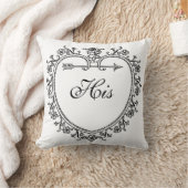 彼のヴィンテージのハートおよび彼女の物クッションの枕 クッション (ブランケット)