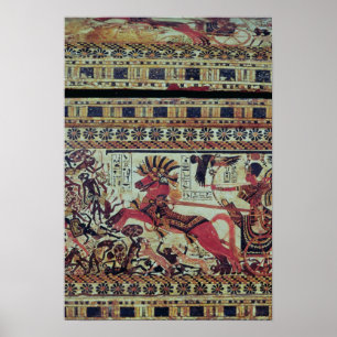 彼の一人乗り二輪馬車の攻撃のアフリカ人のTutankhamun ポスター