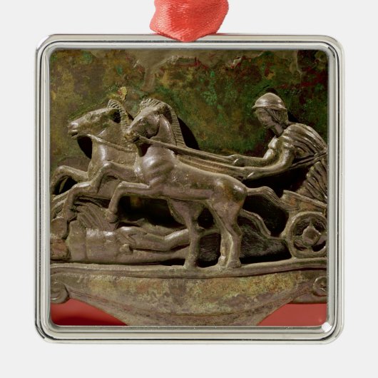 彼の一人乗り二輪馬車のCharioteer、cistからの詳細 メタルオーナメント (正面)