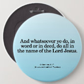 彼の一流のColossians 3-17の感謝しているサービス 缶バッジ (正面&裏面)