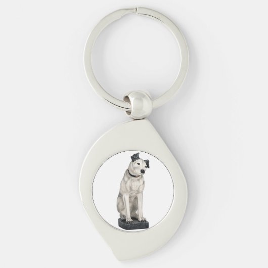 彼の主人の声のサインは犬を噛み切った キーホルダー (正面)