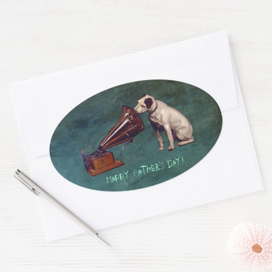 彼の主人の声の父の日 楕円形シール (封筒)