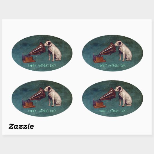 彼の主人の声の父の日 楕円形シール (シート)