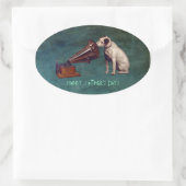 彼の主人の声の父の日 楕円形シール (バッグ)