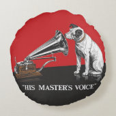 彼の主人の声は赤と黒 ラウンドクッション (裏面)