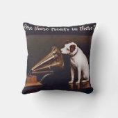 彼の主人の声犬のユーモア クッション (裏面)