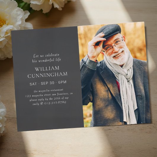 彼の人生を称える 現代的 シンプル ミニマル フォト ポストカード