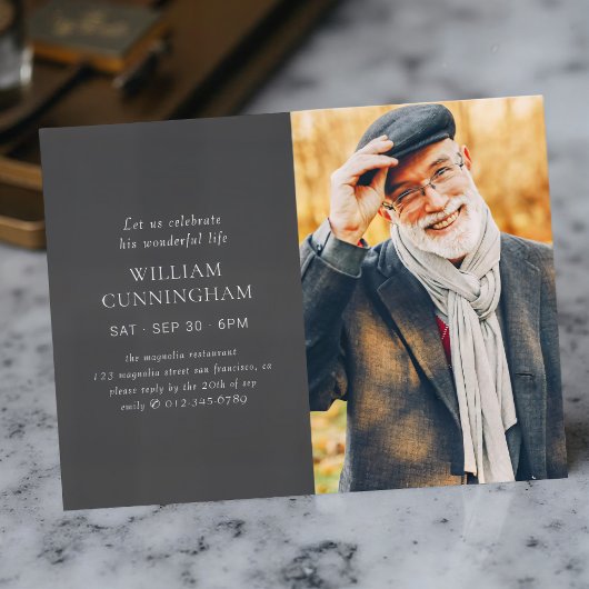 彼の人生を称える 現代的 シンプル ミニマル フォト ポストカード