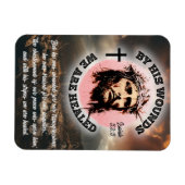 彼の傷によって私達はイザヤ53:5癒される マグネット (横)