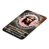 彼の傷によって私達はイザヤ53:5癒される マグネット (左側)